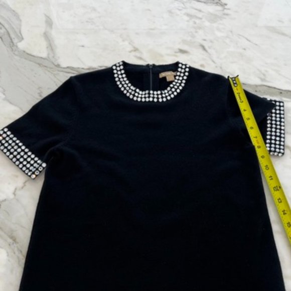 MICHAEL KORS BLACK SHORT SLEEVE CASHMERE CRYSTAL SWEATER SIZE L - Picture 13 of 15